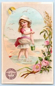 CLARKS MILE END SPOOL COTTON THREAD GIRL BEACH SAND BUCKET BUTTERFLY SAILBOAT - Picture 1 of 2