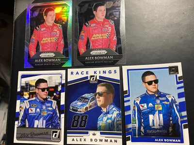 ALEX BOWMAN Lot of 5 NASCAR cards 2016-2018 Panini & Donruss - Image 1 of 2
