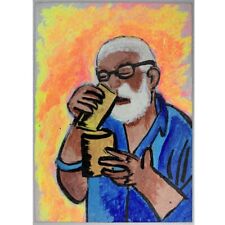 ACEO ORIGINAL PAINTING Mini Collectible Art Card Signed People Old Man Ooak