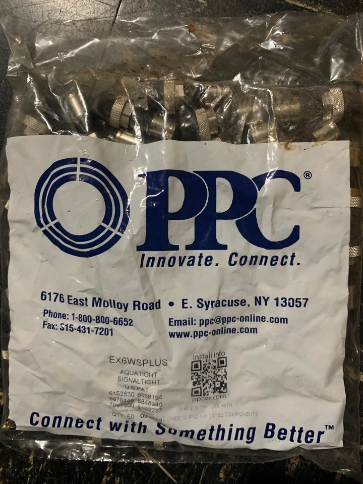 50 RG6 PPC EX6WSPLUS Outdoor Coax Cable Fittings Compression Coaxial Connectors - Image 1 of 1