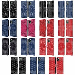 HEAD CASE CLASSIC BANDANA LEATHER BOOK CASE & WALLPAPER FOR APPLE iPHONE PHONES