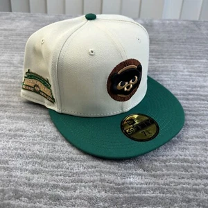 Gorra gorra ajustada de los Chicago Cubs para hombre 7 5/8 parche lateral New Era 2 tonos Cooperstown - Imagen 1 de 6