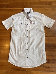 Spoon Jeans Short Sleeve Button Up Shirt Dress Women’s Medium White - Picture 1 of 14