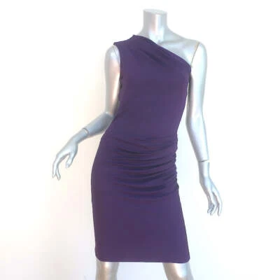Vestido Michael Kors de un hombro púrpura elástico jersey talla 6 Foto 1 de 4