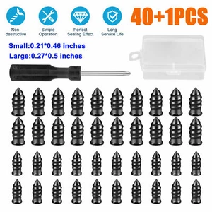 40Pcs Car Vacuum Tyre Repair Tubeless Tire Rubber Nails Tool + Screwdriver + Box - Picture 1 of 12