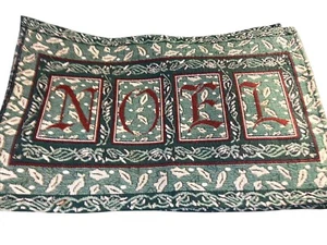 Christmas “NOEL” Tapestry Placemats Set Of 4 Red And Green - Picture 1 of 4