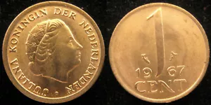 Netherlands 1967 1 Cent Juliana KM-180 Bronze BUNC - US Seller - Picture 1 of 1