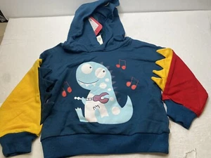 Toddler Boys Dino Print Hooded Pullover Hoodie • Size 18-24M - Picture 1 of 2