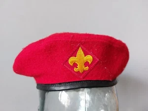 VTG OFFICIAL HEADWEAR BSA BOY SCOUTS OF AMERICA RED 100% WOOL BERET HAT SMALL - Picture 1 of 6