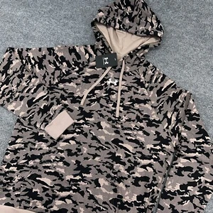 Under Armour Hoodie Mens L Sahara Black Camouflage AOP Rival Fleece Center Logo - Picture 1 of 9