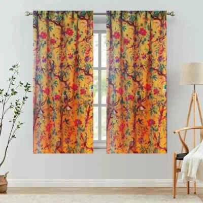 INDIA VINTAGE ALGODÓN TERCIOPELO CORTINA CORTINA VENTANA DECORACIÓN PUERTA PESADA CORTINA Foto 1 de 4