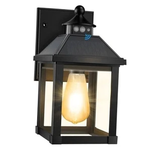 Solar Sconce Lights Outdoor Wall Mount Solar Porch Light Exterior Black 1Pack - Picture 1 of 7
