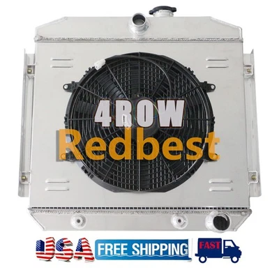 Radiador de 4 fileiras + ventilador de cobertura para 1955-1957 Chevrolet Nomad One-Fifty/Two-Ten Series - Imagem 1 de 4