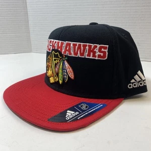 Adidas Chicago Blackhawks NHL Flat Bill Cap Snapback Hockey Retro Hat Authentic - Picture 1 of 11