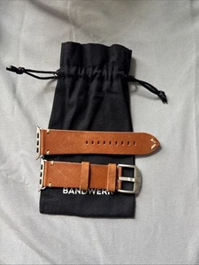 Bracelet Apple Watch Bandwerk Stockholm - marron - 44/45 mm cuir brossé - Photo 1 sur 3