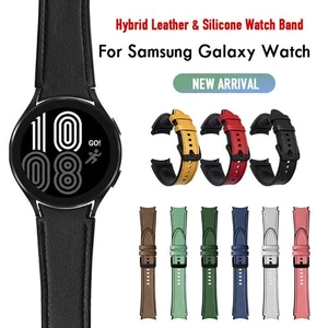 For Samsung Galaxy Watch 4 5 Pro 6 Leather+Silicone Band Strap 40/44/45/43/47mm - Picture 1 of 40