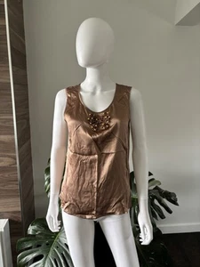 Blugirl Blumarine Tank Top 100% Silk Embroidery Sz 46 IT NWT Authentic❤️ - Picture 1 of 5