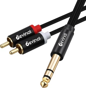 Devinal 1/4" inch TRS to RCA Y Splitter Cable, 6.35mm Quarter 10 FT, 6.6 FT - Picture 1 of 7