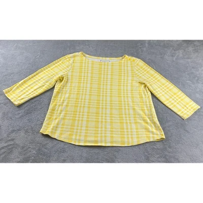 Top Charter Club para mujer amarillo a cuadros manga larga talla L 100 % algodón Supima Foto 1 de 4