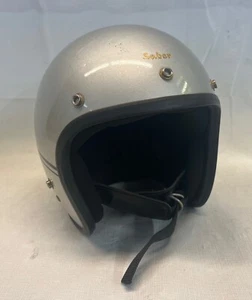 Casco de motocicleta vintage Saber plateado talla pequeña 6-7/8" años 70 - Imagen 1 de 8