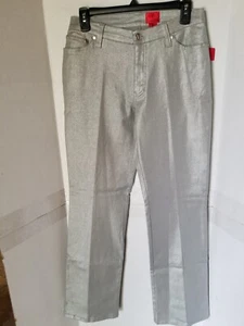 V Cristina Women's Silver Shimmer Bootcut Jeans - Size 4 - NWT - Picture 1 of 3