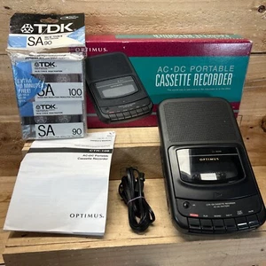 Optimus Cassette Tape Recorder CTR-108 Orig Box + 2 Blank Tapes, AC/DC portable - Picture 1 of 16