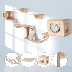 Wandregal Katzenregal Massivholz Kletterregal Bett Indoor Kätzchenhaus Neu - Bild 1 von 12