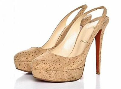 Bombas de plataforma de corcho natural CHRISTIAN LOUBOUTIN Bianca Slingback 140 mm 41,5 11,5 Foto 1 de 4