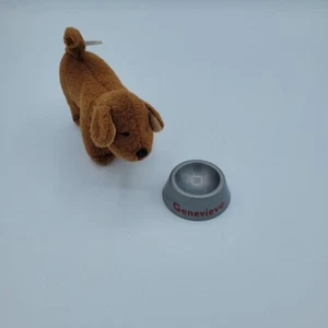 Vintage Madeline's Dog Genevieve Toy Stuffed Animal Doll with Dog Bowl - Picture 1 of 11