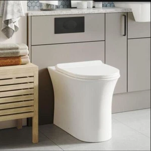 Comfort Height Rimless Back to Wall Toilet BTW Pan with Slim Soft Close Seat - Picture 1 of 7