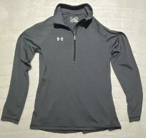 Under Armour Activewear Top Women's SM Petite Black White Stripes 1/4 Zip - Picture 1 of 6