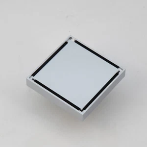 10*10cm Floor Mount Chrome Bathroom Floor Drain Waste Grate Carved Shower Square - Picture 1 of 5