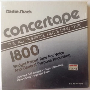 Radio Shack- 44-1018-Concertape-Polyester-Recording Tape-1800 Feet-New & Sealed  - Picture 1 of 3