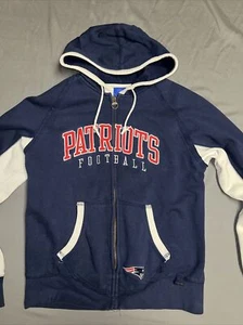 Reebok Full Zip Hoodie Size M Blue & White New England Patriots (1253) - Picture 1 of 13