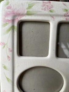 Cabbage Rose Ceramic Frame 5 Mini Photos Vintage Cottage Core Vintage Taiwan - Picture 1 of 9
