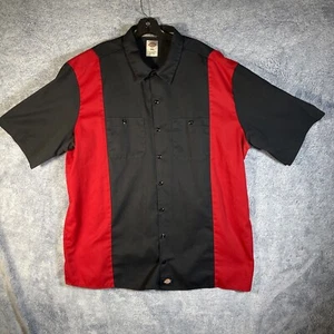 Camisa de Bowling Dickies 3XL Roja Negra Rayas Manga Corta Botón Mezcla de Algodón - Imagen 1 de 18