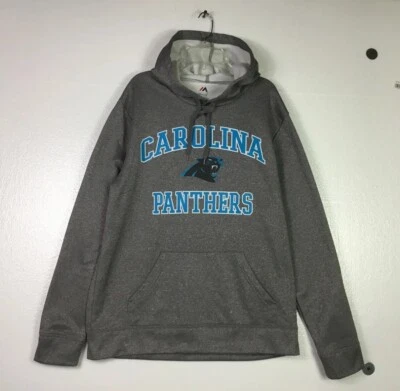 Carolina Panthers Hoodie Mens Size M Sweatshirt Majestic NFL Gray blue Pullover - Image 1 of 4