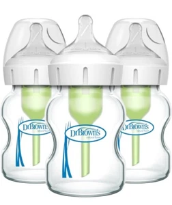 Dr. Brown’s Natural Flow Anti-Colic Options+ Wide Bottle Set - Clear Glass 5 Oz - Picture 1 of 8