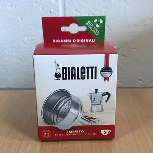 Bialetti 2 Cup Moka Express Pot Funnel Filter - Brand New Boxed - Made in Italy - Picture 1 of 2