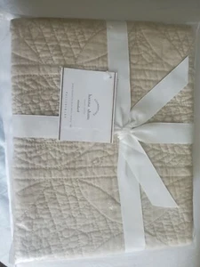 Pottery Barn Foundations Hannah Quilted Linen Pillow Sham Standard - Picture 1 of 12
