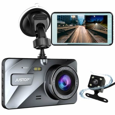 Dash Camera HD 1080P Dual Lens Car Van DVR Road Video Recorder 4" LCD Rear Cam - Image 1 of 4