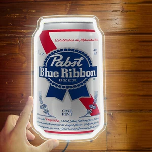 Pabst Blue Ribbon Beer Can Bar Club Poster Silicone LED Neon Sign Light 12x7 G1 - Picture 1 of 4