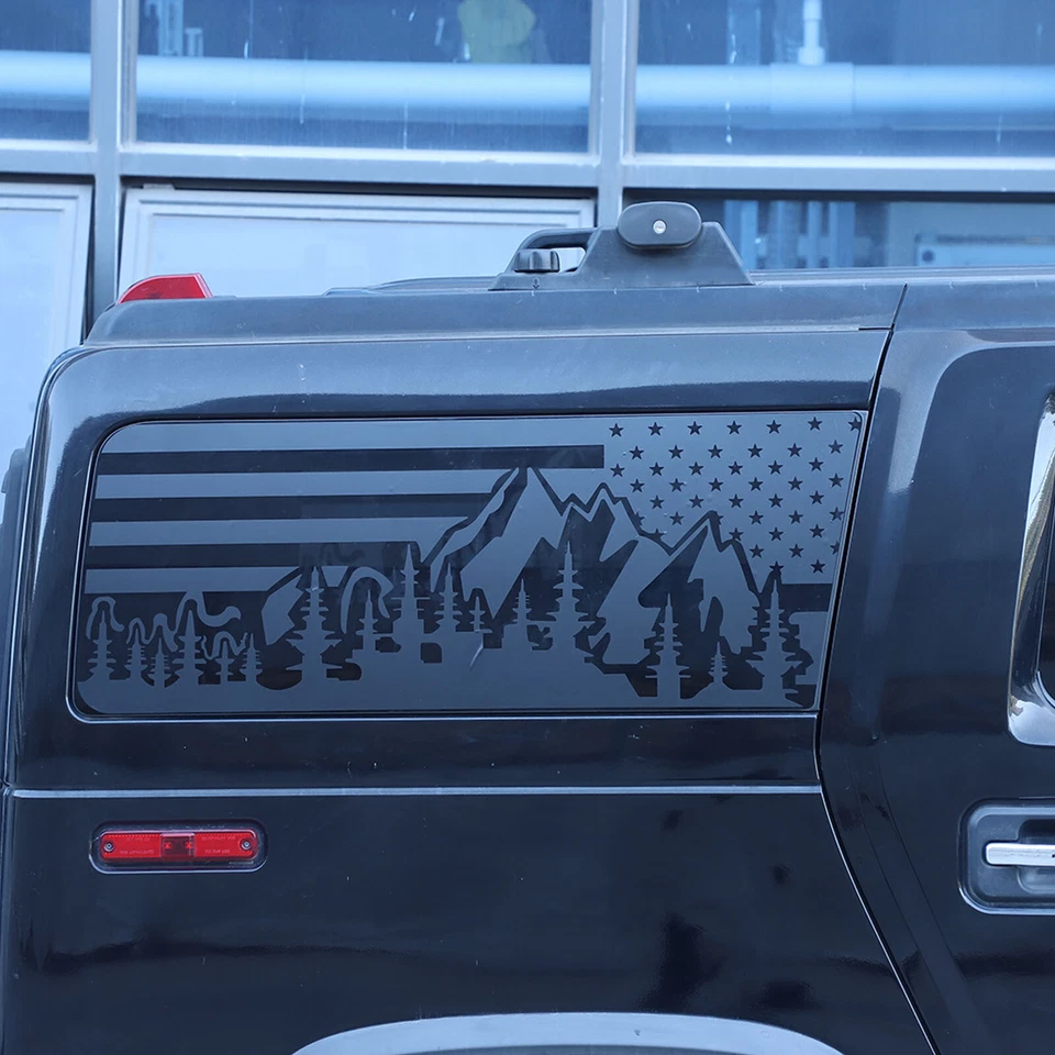 Rear Side Trunk Glass window USA Flag Graphical Decal For Hummer H2 03-09 Foto 1 de 4