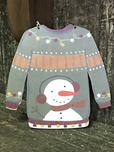 Wood Cut Out Christmas Sweater Ornament - Picture 1 of 3