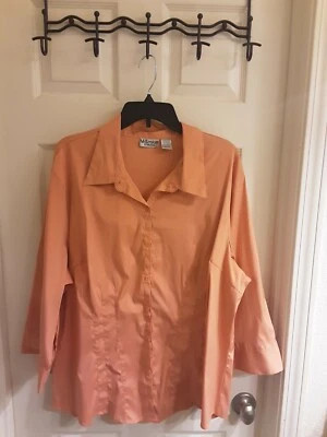 Blusa Millenium, Para Mujer Talla Grande 24, Melocotón, Manga Larga, Elastizada, Abotonada Foto 1 de 4