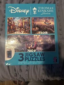 Disney Thomas Kinkade Studio 3 Jigsaw Puzzle Aladdin, Mickey & Minnie, Tangled