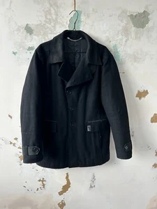 Dirk Bikkembergs Mens Coat Black Wool Peacoat Size 52 Outerwear Jacket - Picture 1 of 11