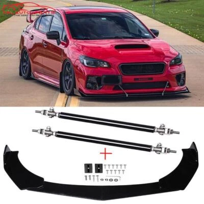 Difusor de alerón divisor de labios parachoques delantero + varillas de puntal para Subaru WRX STI 2015 Foto 1 de 4
