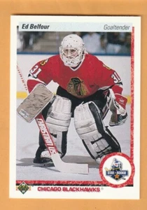 Ed Belfour Chicago Blackhawks 1990-91 cubierta superior #55 radiocontrol Dakota del Norte - Imagen 1 de 2