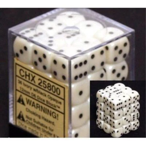 Juegos de dados de ajedrez d6 marfil opaco con negro 36 12 mm troquel de seis lados CHX 25800 - Imagen 1 de 1
